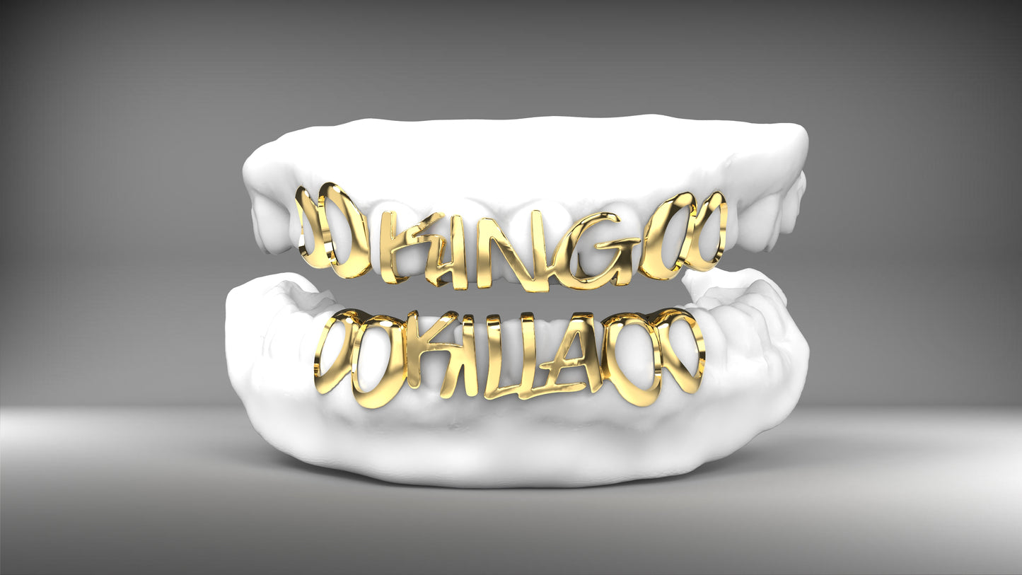 Custom Text Open Face Grillz - Full Set