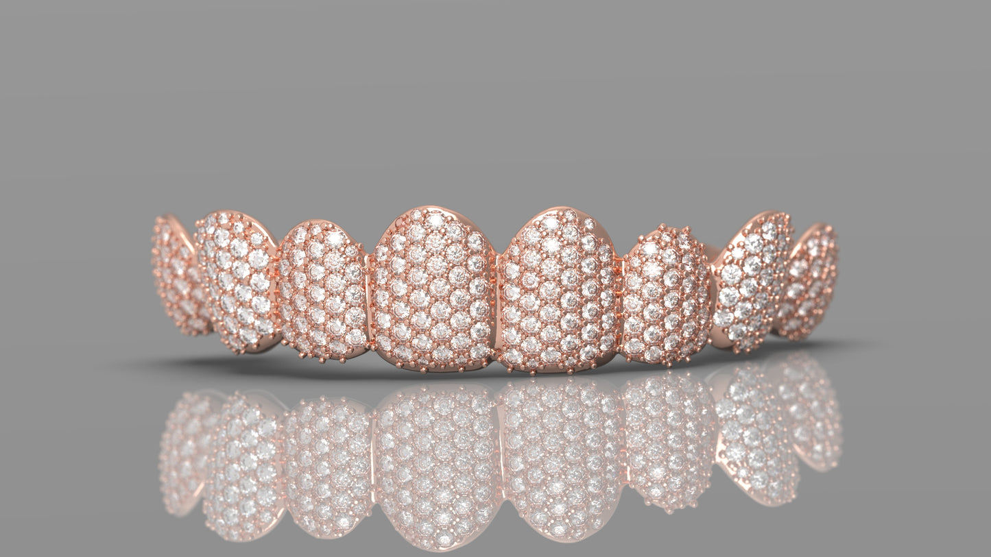 14k Gold - Natural VS Diamond Pave Grillz - Full Set