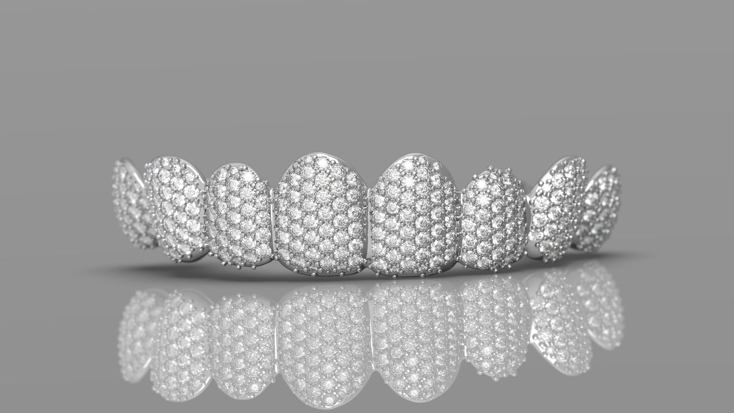14k Gold - Natural VS Diamond Pave Grillz - Full Set