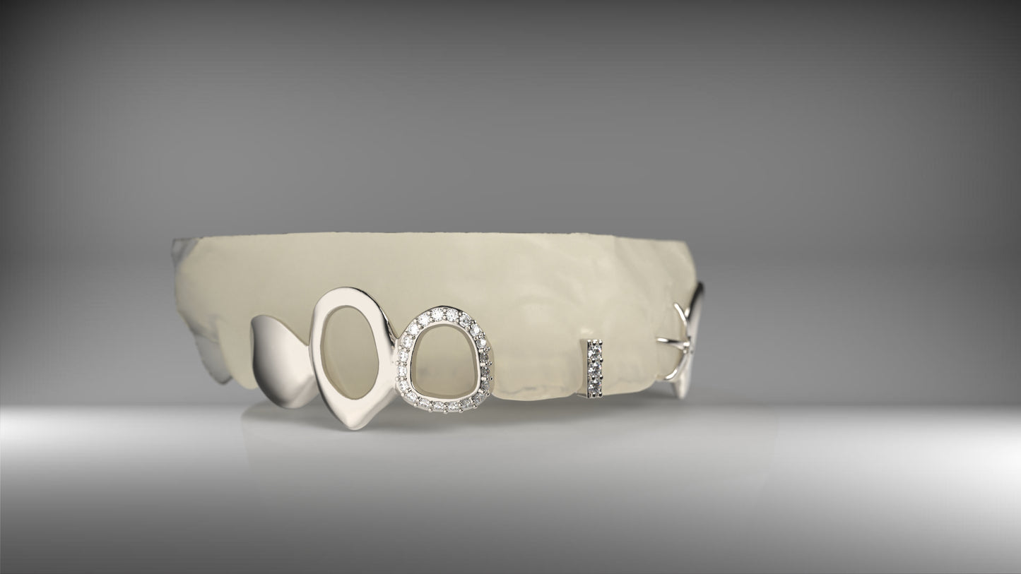 14k Gold & VS Diamond "Vampstar" Top Grillz - 8 Teeth