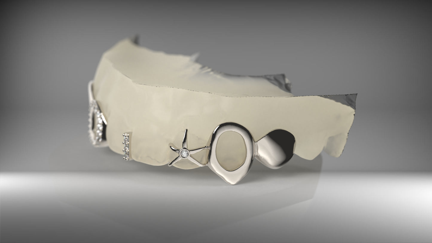 14k Gold & VS Diamond "Vampstar" Top Grillz - 8 Teeth