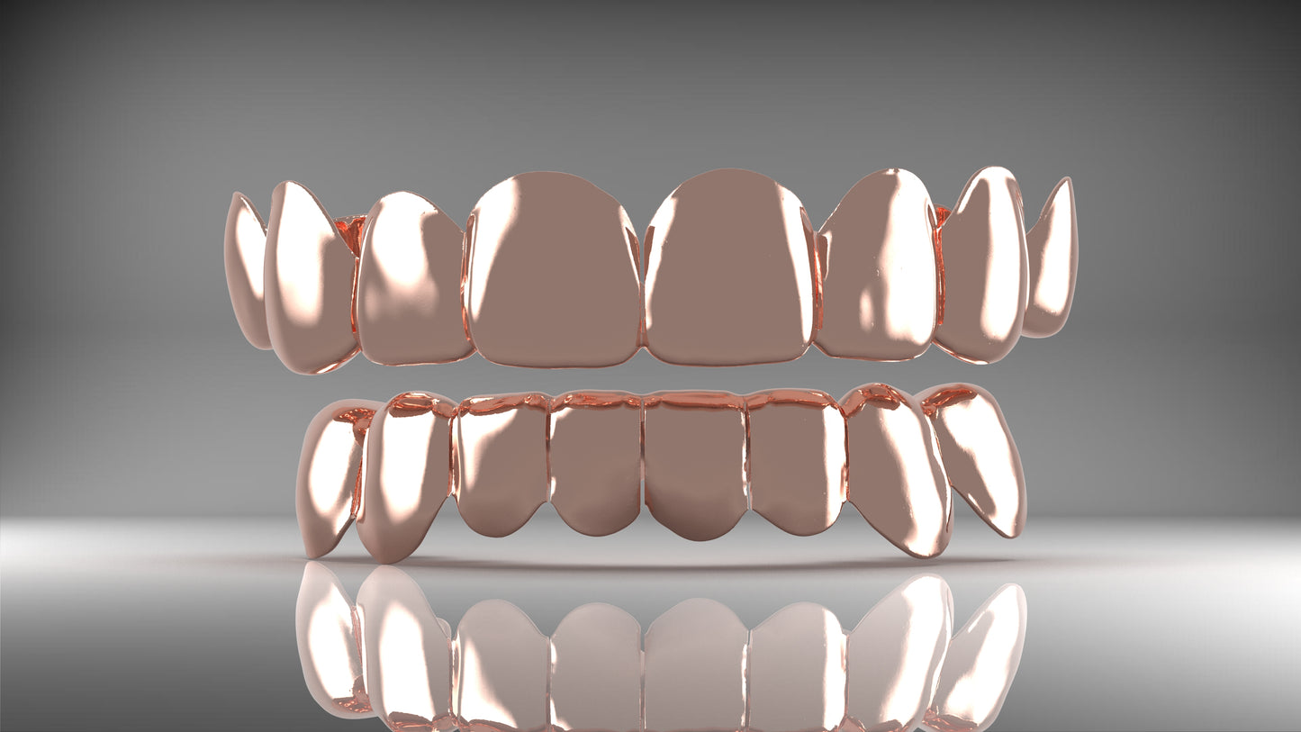 10k Gold Grillz - Perm Cut - Full Set