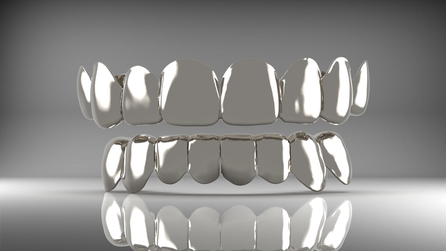 10k Gold Grillz - Perm Cut - Full Set