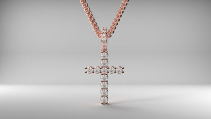 Gold & Diamond "Heavy" Mini Cross Pendant - 5 Pointer