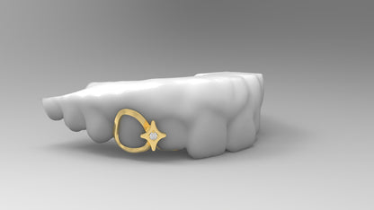 14k Gold & Diamond Open Face Y2K Star Grillz - 2 Top Teeth