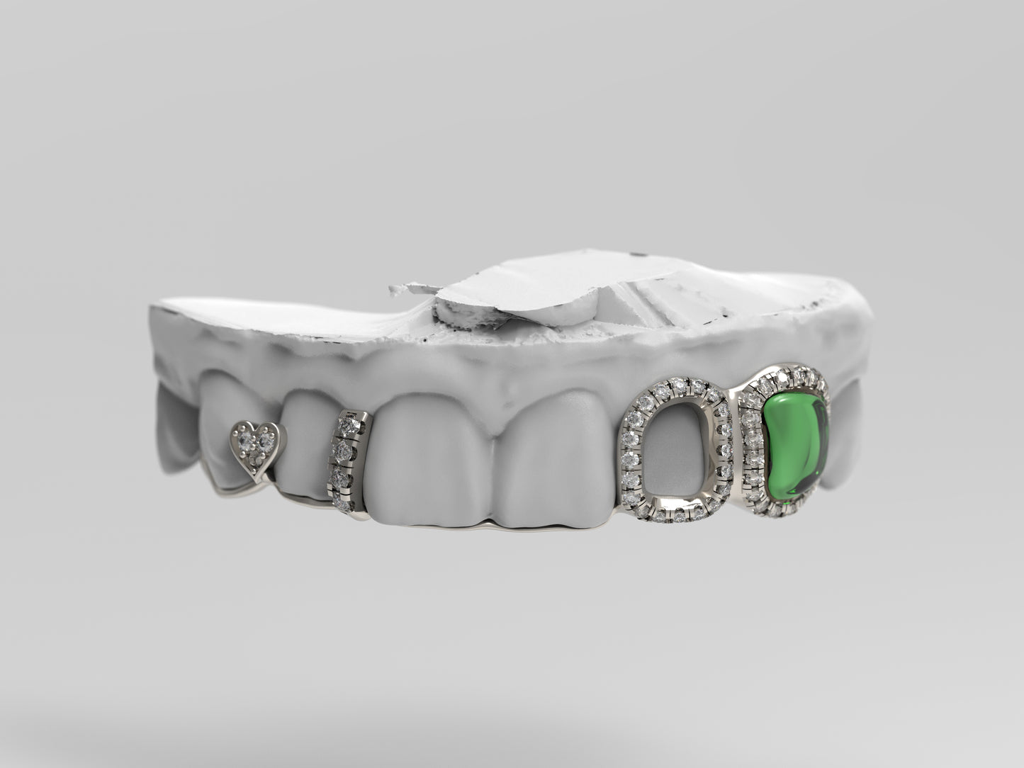 Diamond & Jade "Love is Green" Grillz - Top Set